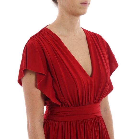 NWT Alberta Ferretti Red draped viscose  MIDI Dress - 42 (US 6) - Picture 9 of 9